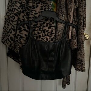Black Faux Leather Crop Top